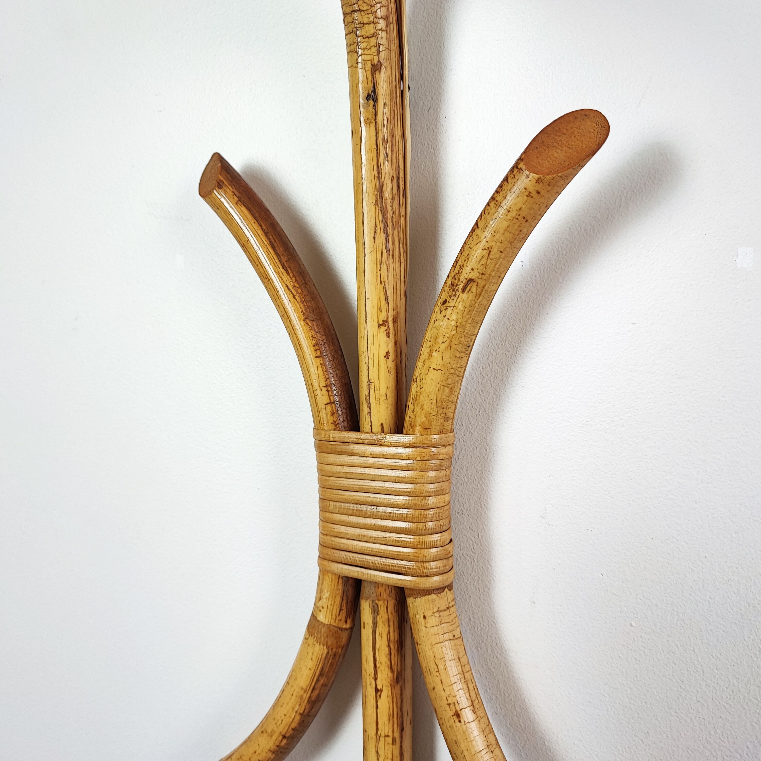 Rattan and bamboo wall lamp XL