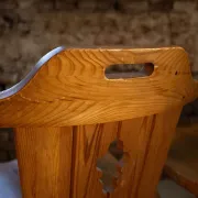 Set of four sculptural pine dining chairs – 1970s