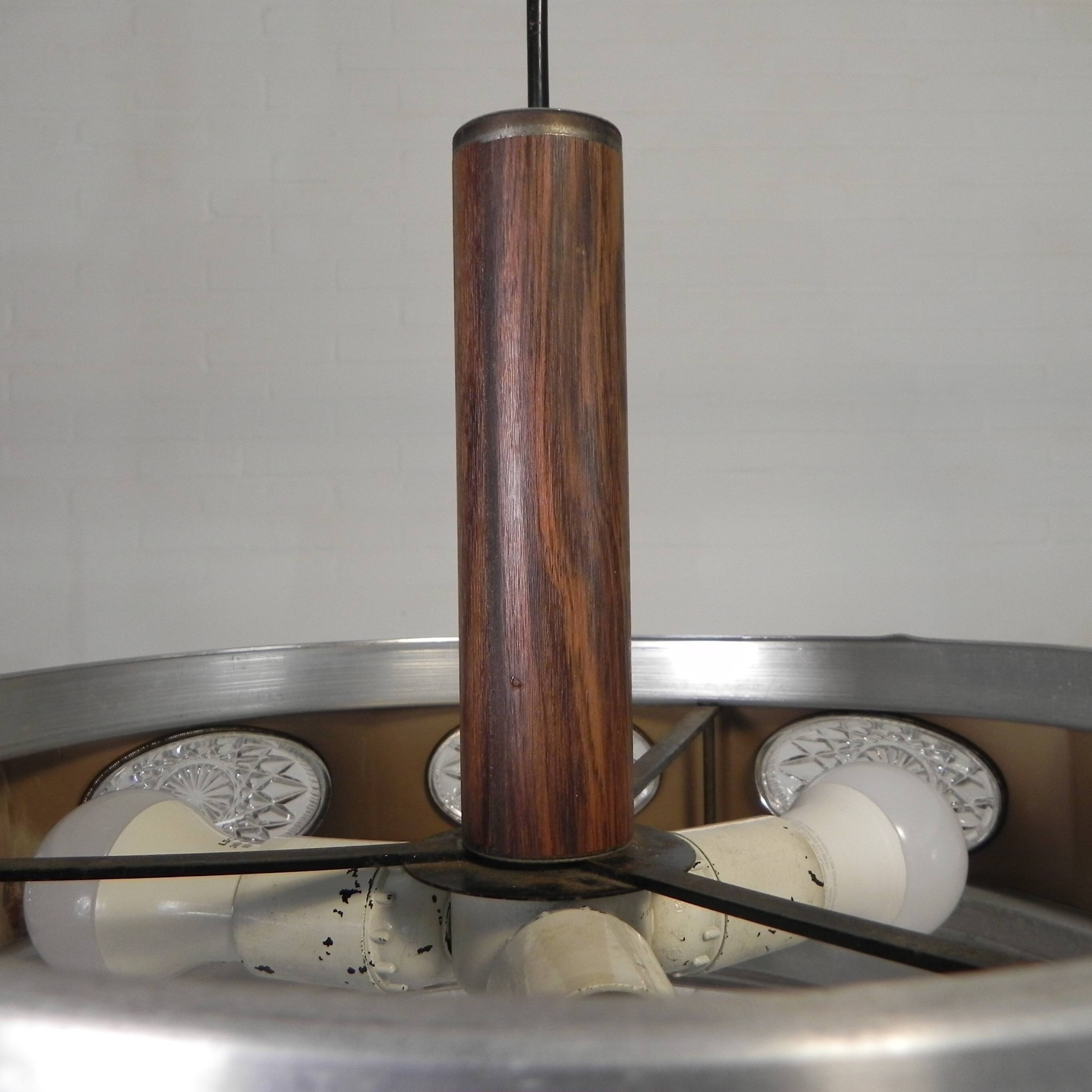 Vintage Lakro pendant light with 9 oval glass panels and 1 round glass panel, 1970s