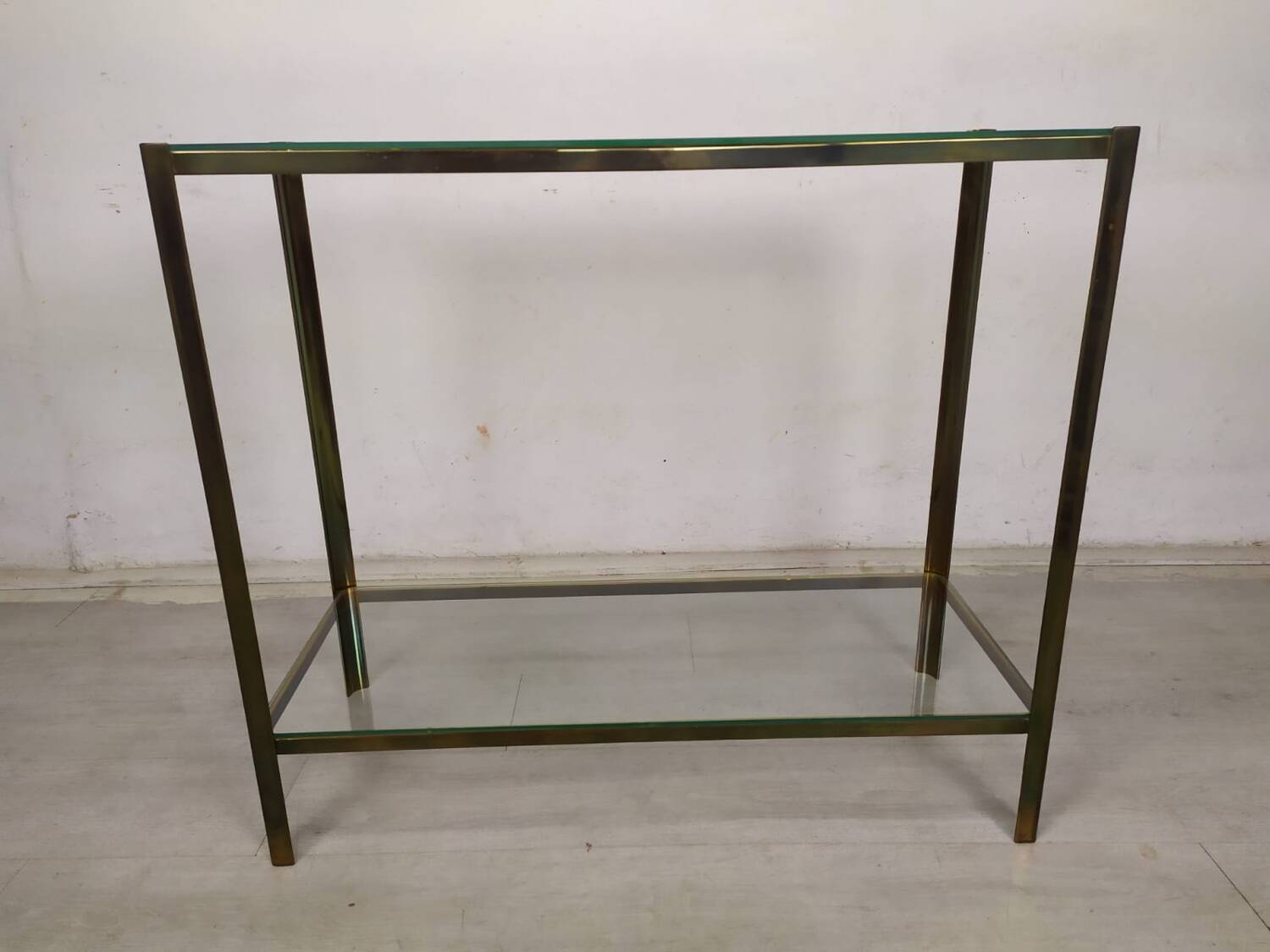 Brass glass console