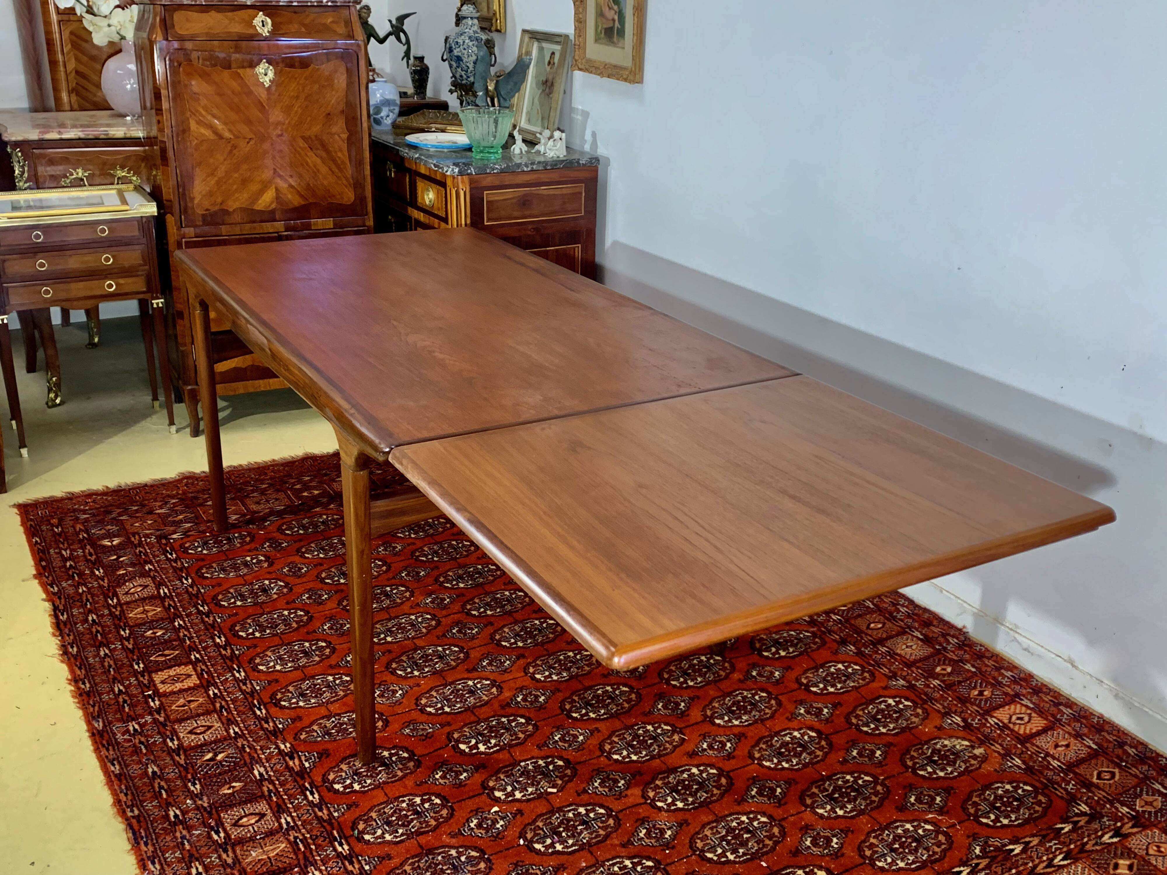 Scandinavian living room dining room table in teak, denmark 1960