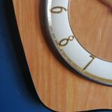 Clock formica vintage asymmetrical silent wall clock "Etling wood"