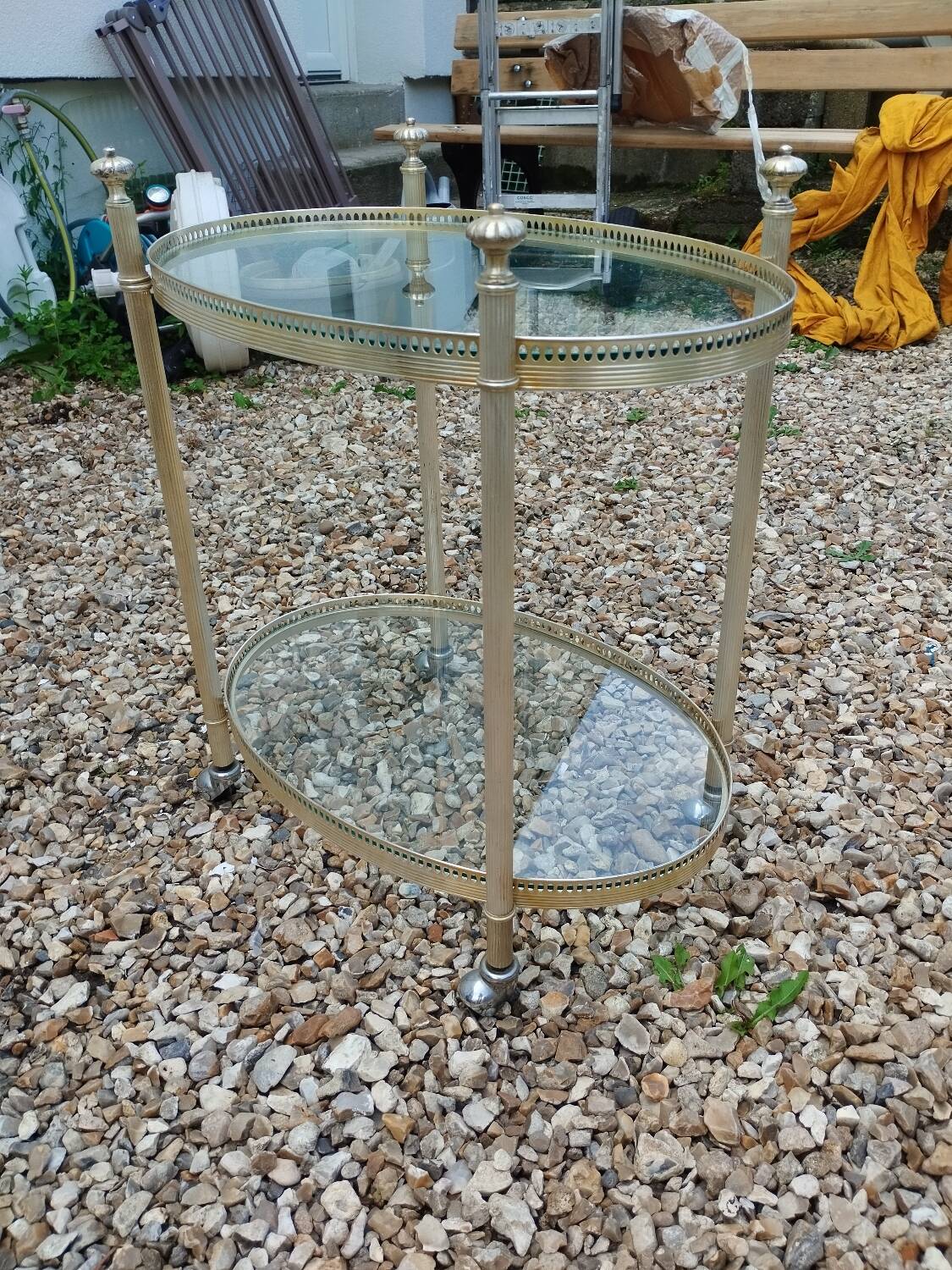 Old vintage rolling serving table