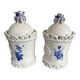 Duo de pots Capodimonte en porcelaine d'art et fleurs bleues