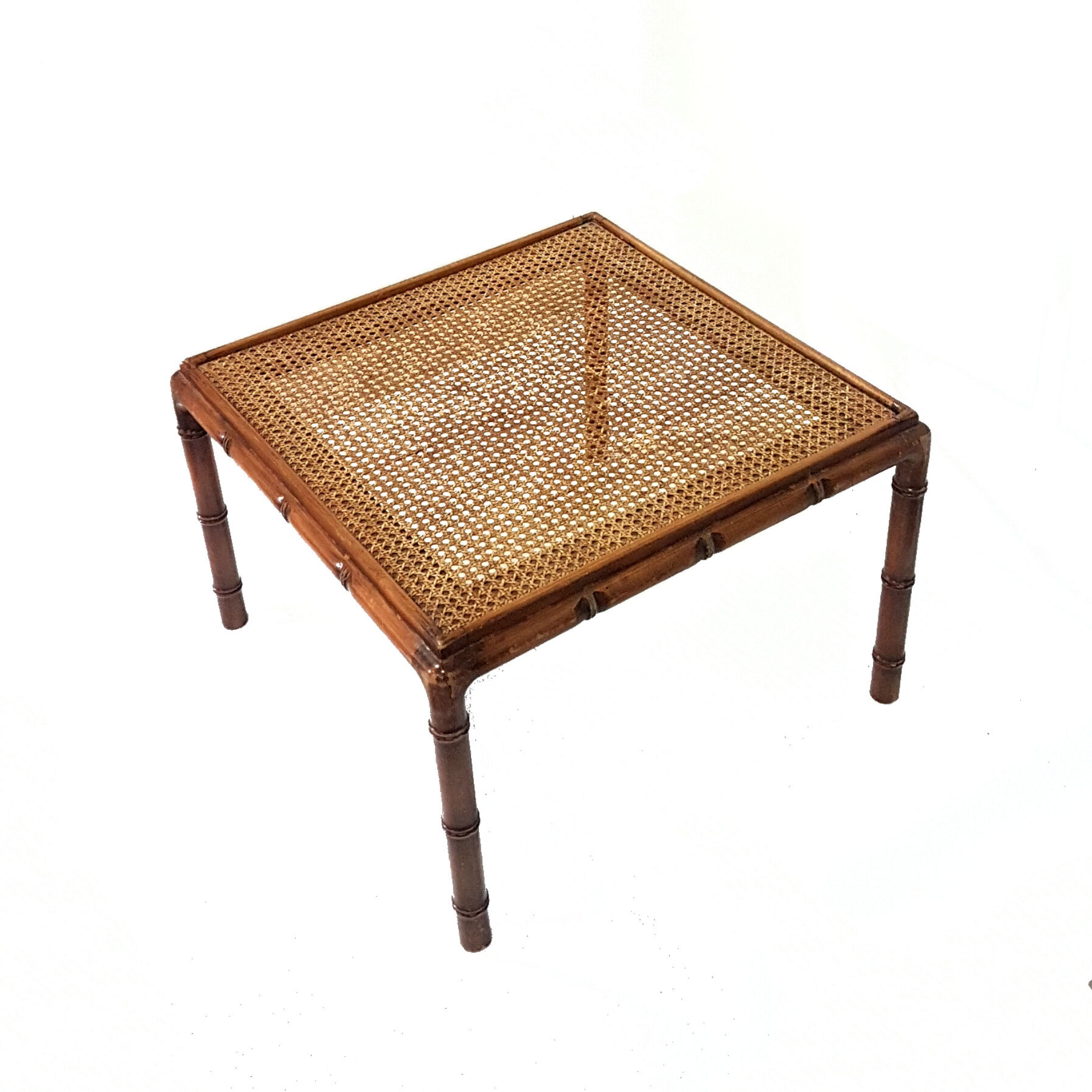 Mid century faux bamboo and rattan side table, 1960s