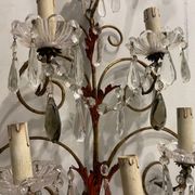 Florentine Tole Crystal Sconces Set of 2 1950’s