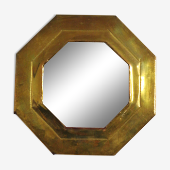 Miroir octogonal en laiton 19x19cm