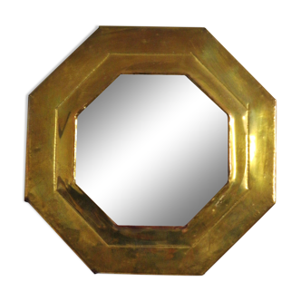 Octagonal brass mirror 19x19cm