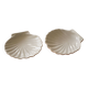 Set of 2 scallop shell bowls in beige and light brown porcelain