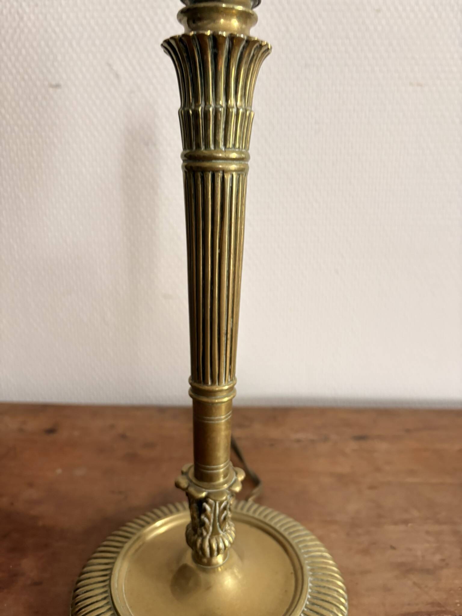 Antique Column Torchère Lamp Brass Chiseled Louis XVI Style