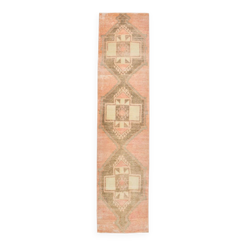 Wool Vintgae Runner Rug, Mid-Century Textile Runner Rug, 86x367 Cm