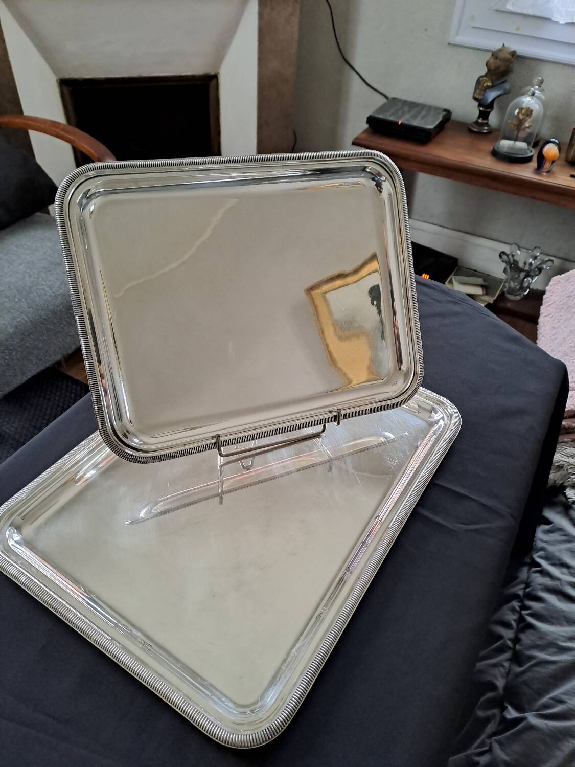 Set of two silver-plated metal trays from Christofle