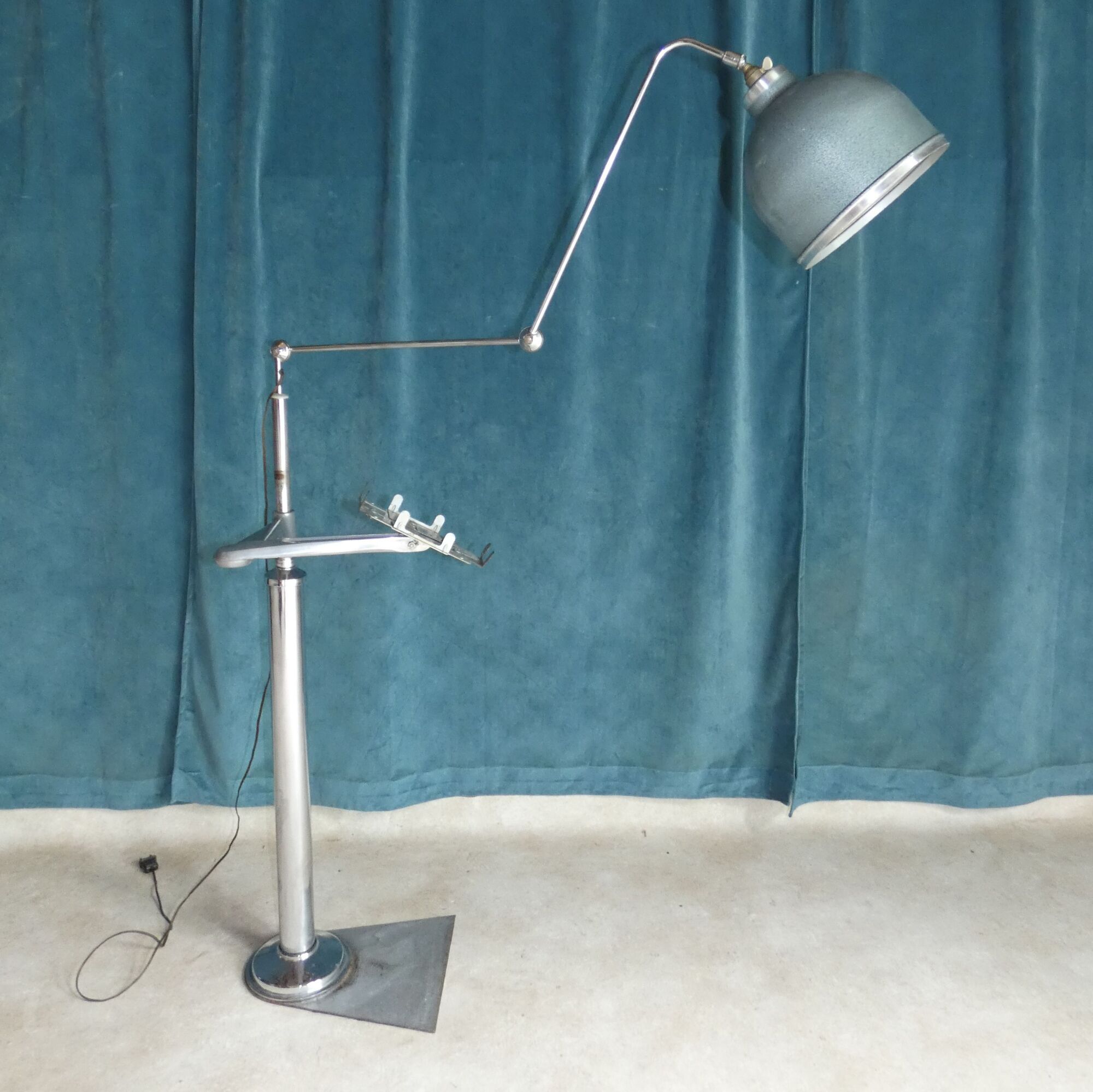 Atelier xxl industrial floor lamp with circa 1950 tablet phone holder
