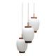 Bent Karlby "China" pendant lights, 3 lights, teak and glass, Lyfa, Denmark, 1960.