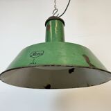 Grande Lampe à Suspension Industrielle en Émail Vert de Revo, 1940s