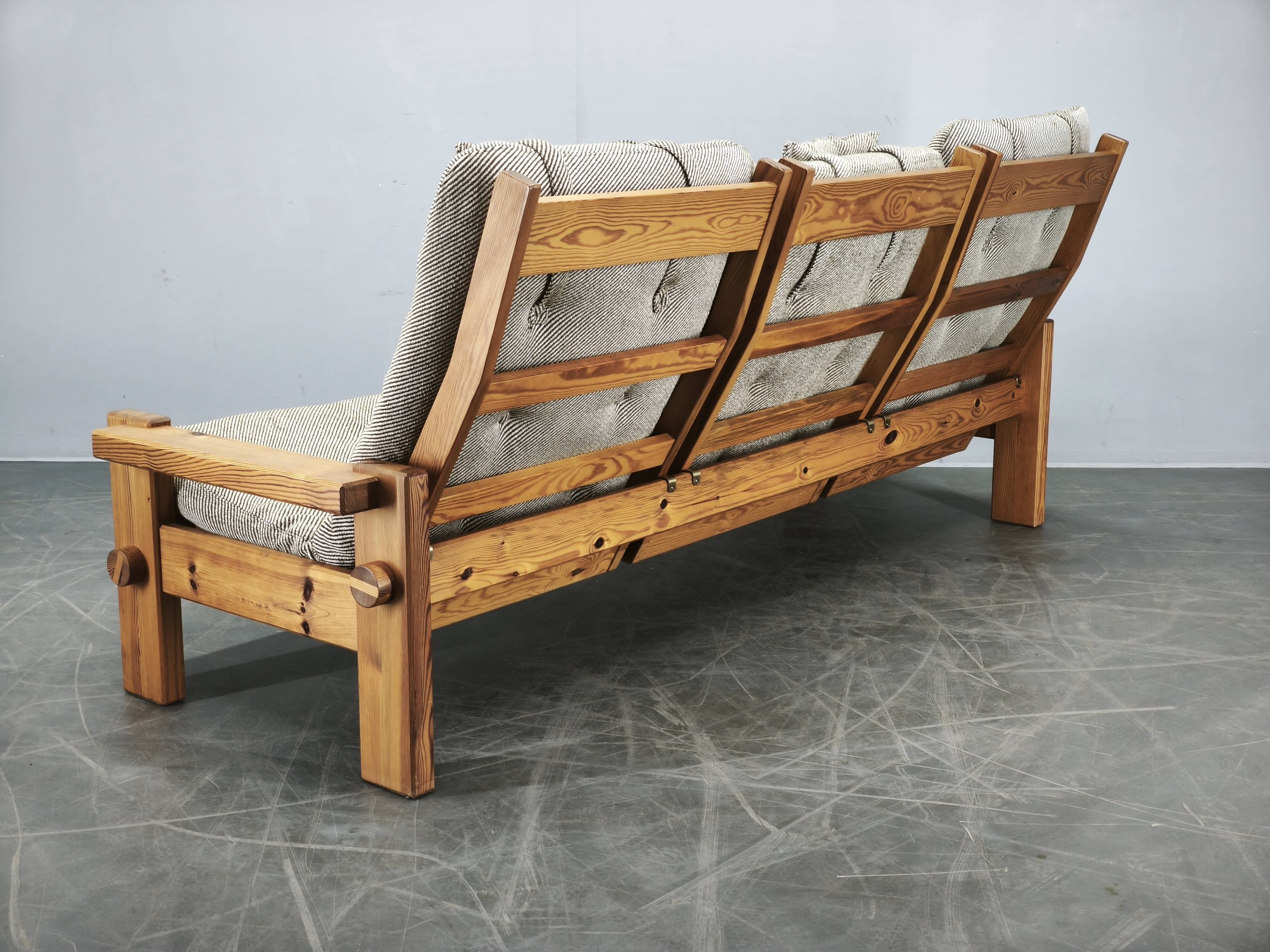 Yngve Ekström Dymling Three-Seater Pine Sofa for Swedese, 1970s