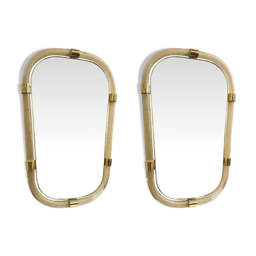 Classic Italian Gold Leaf Murano Glass Wall Mirror Duo – Torciglione Motif
