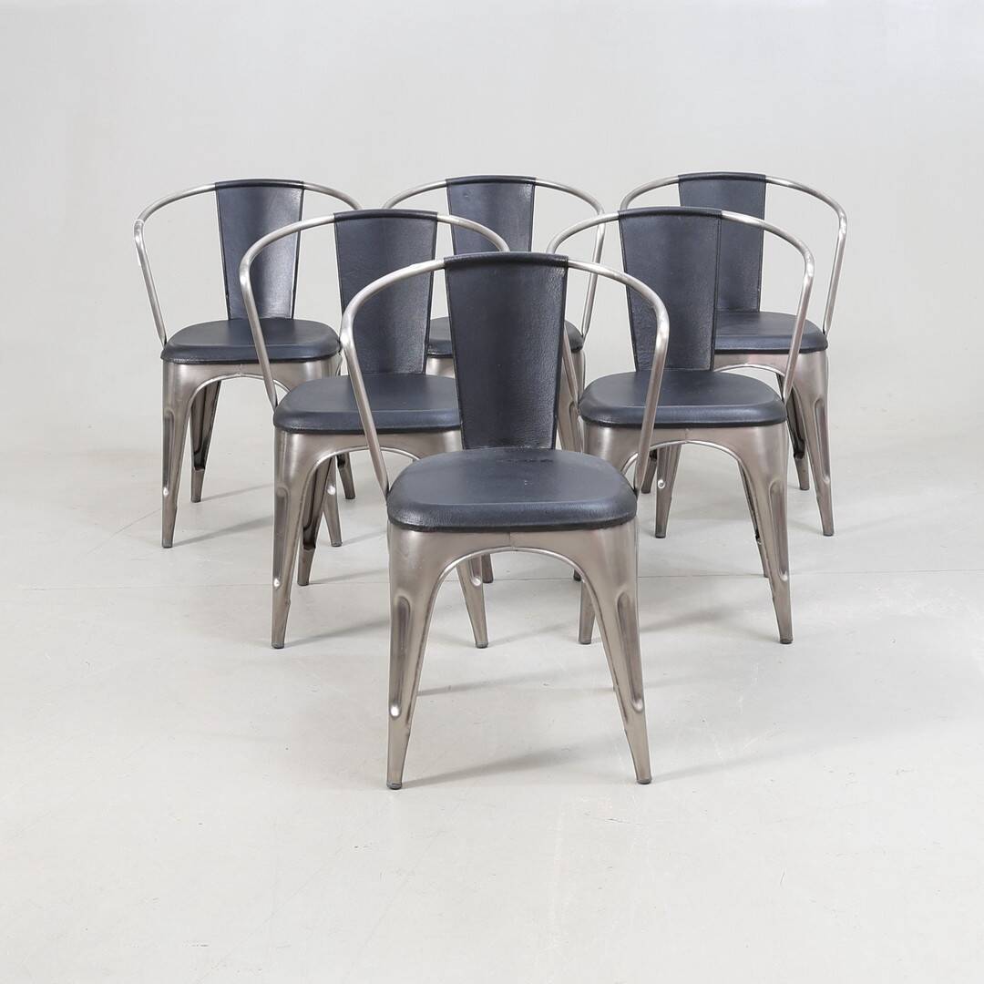 Industrial-Design Chairs (Set of 6) — Metal & Wood — Timeless Workshop Aest