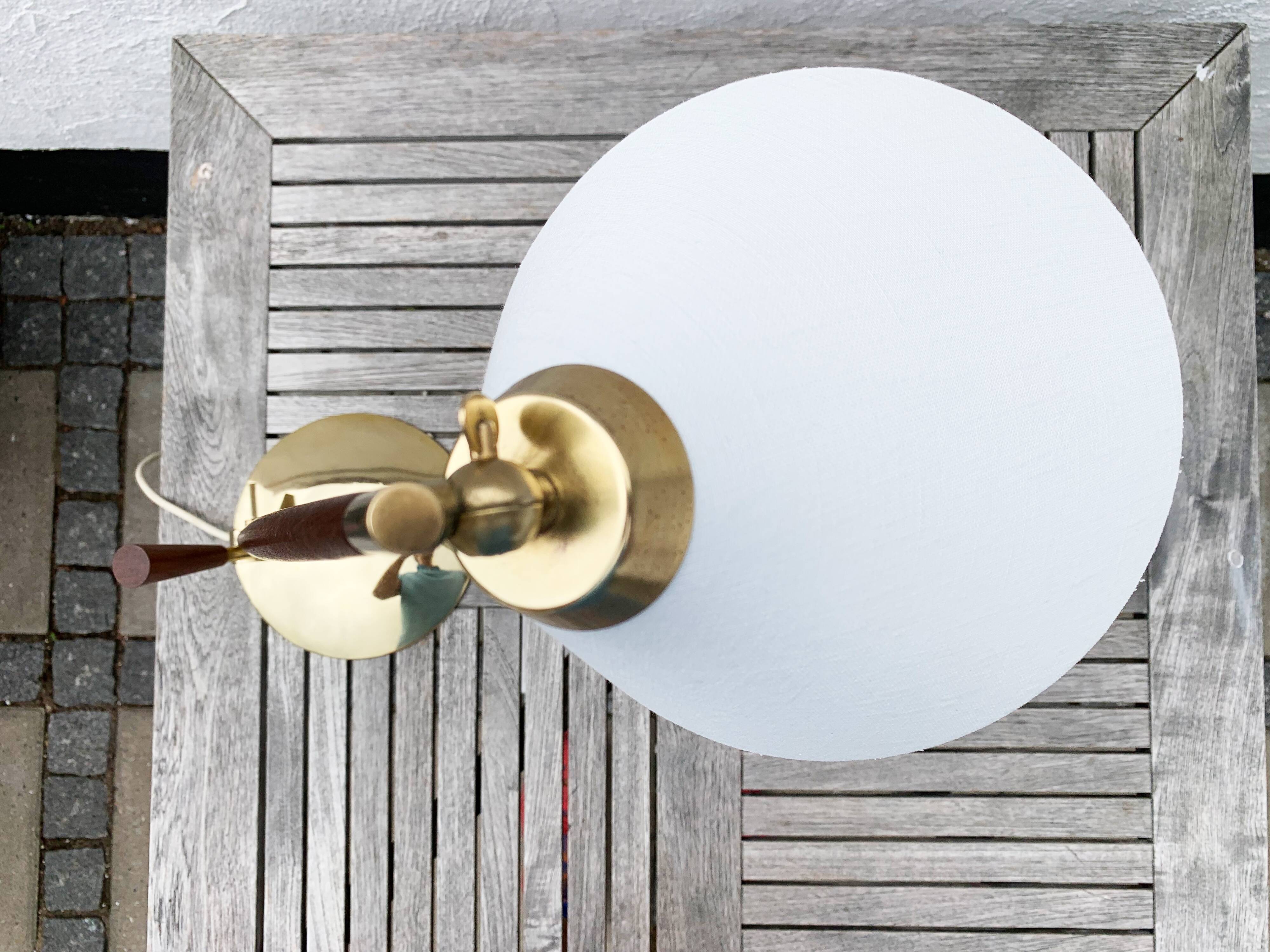 Poul Dinesen - Th. Valentines. Teak And Brass Table Lamp, Mid-20th Century