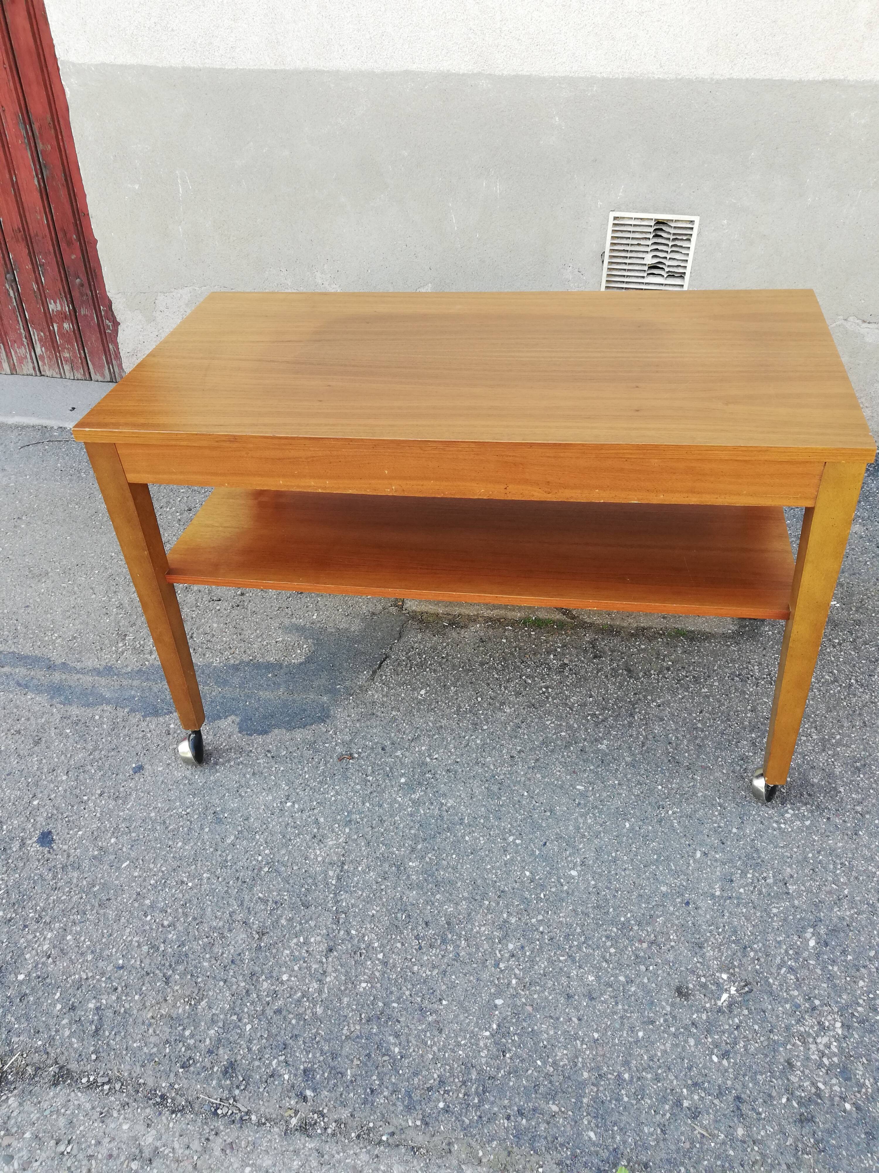 Table basse vintage bois 2 plateaux