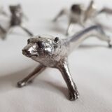 Six porte-couteaux animaliers anciens en métal argenté