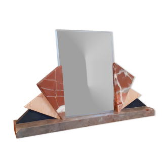 Cadre porte photo art déco 1940 en marbre et verre biseauté