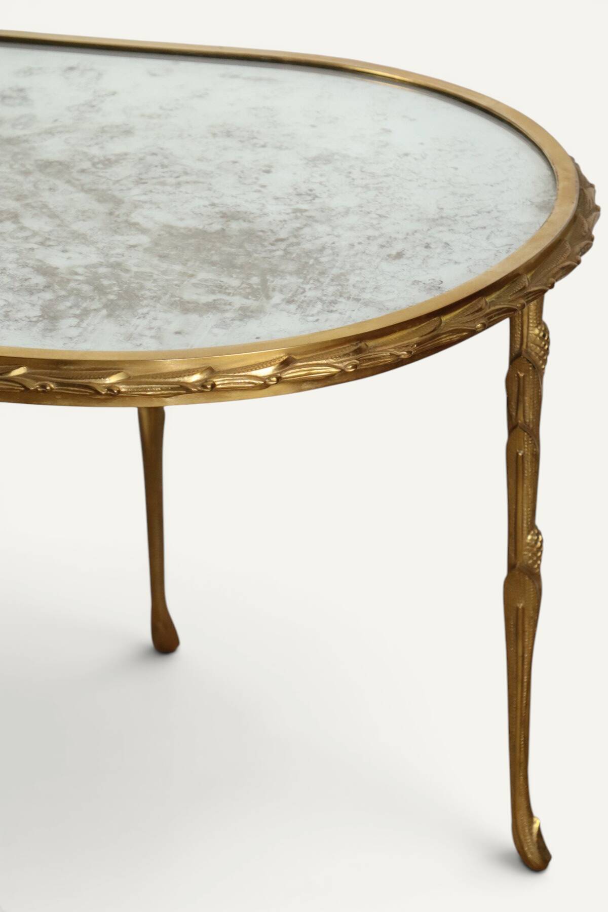Maison Baguès coffee table in gilded bronze and aged mirror – 1950s