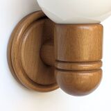 Pair of pine and opaline wall lights