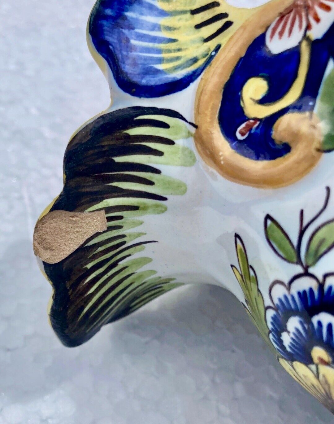 Antique vase, cornucopia in earthenware of courquin furmaintraux desvres