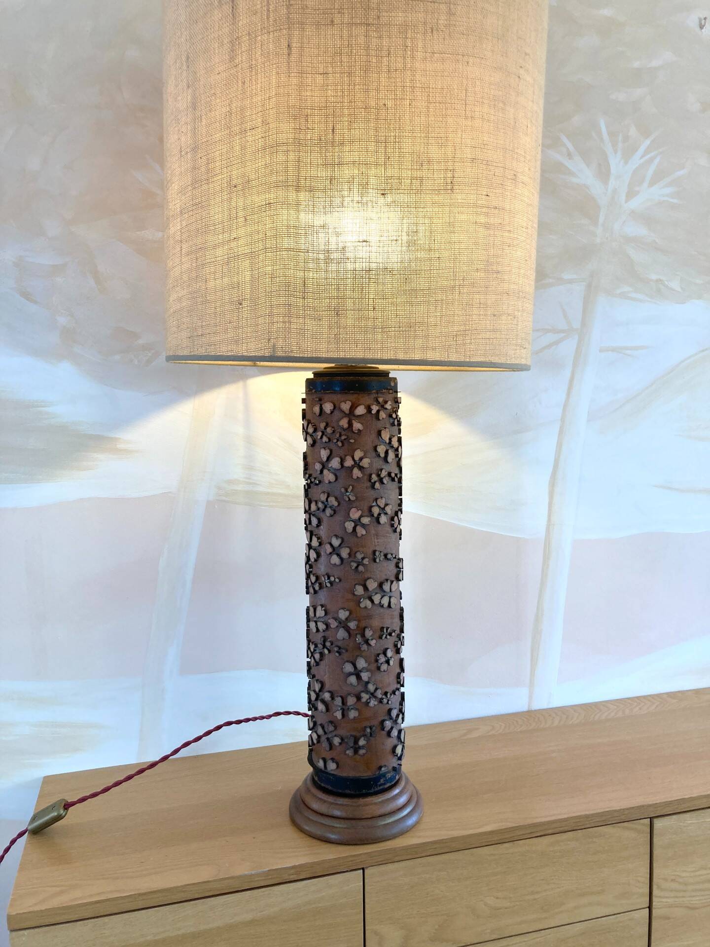 Printing roll lamp, Wood and Brass, Late 19th century