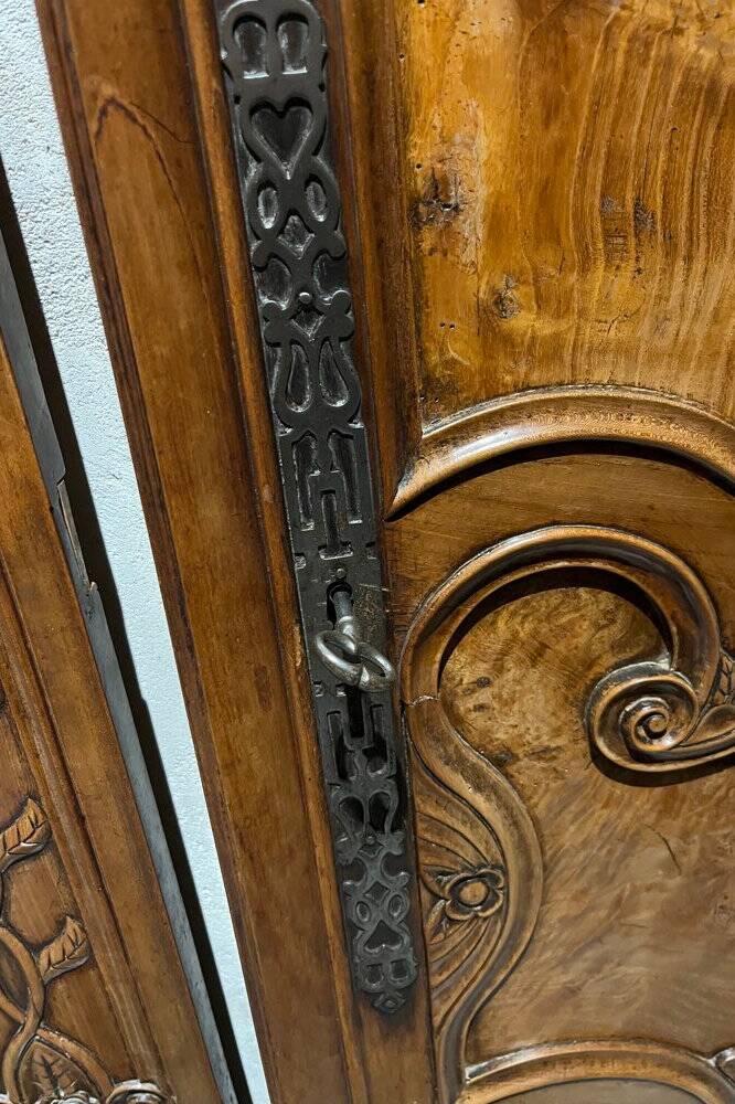 Pair of 19th-century walnut doors with walnut burl