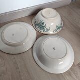 Trio of dishes: Salad bowl, Vegetable dish & Deep plate Faïence de Lyon Model