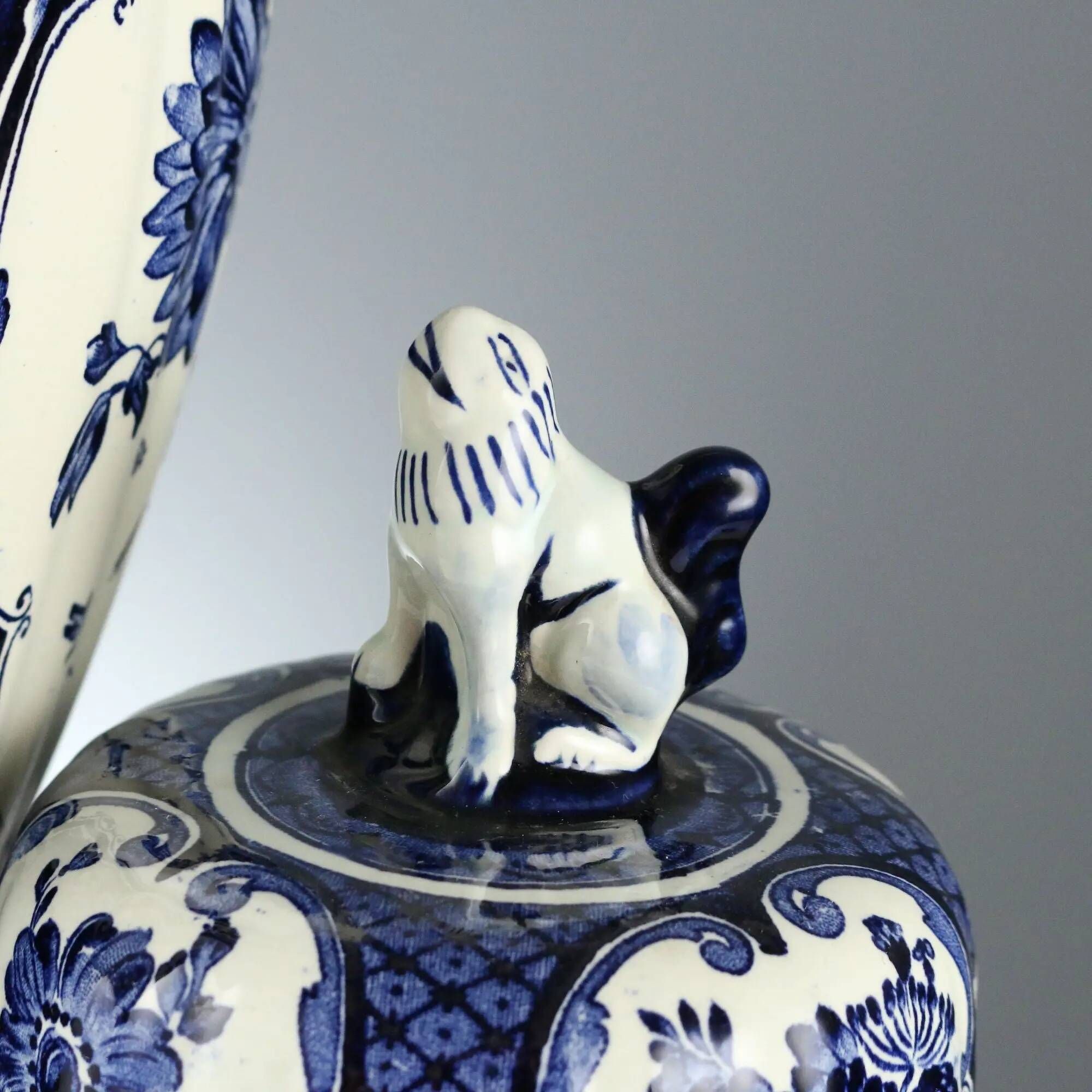 Antique white ceramic vase, decorated, Netherlands, 20th century