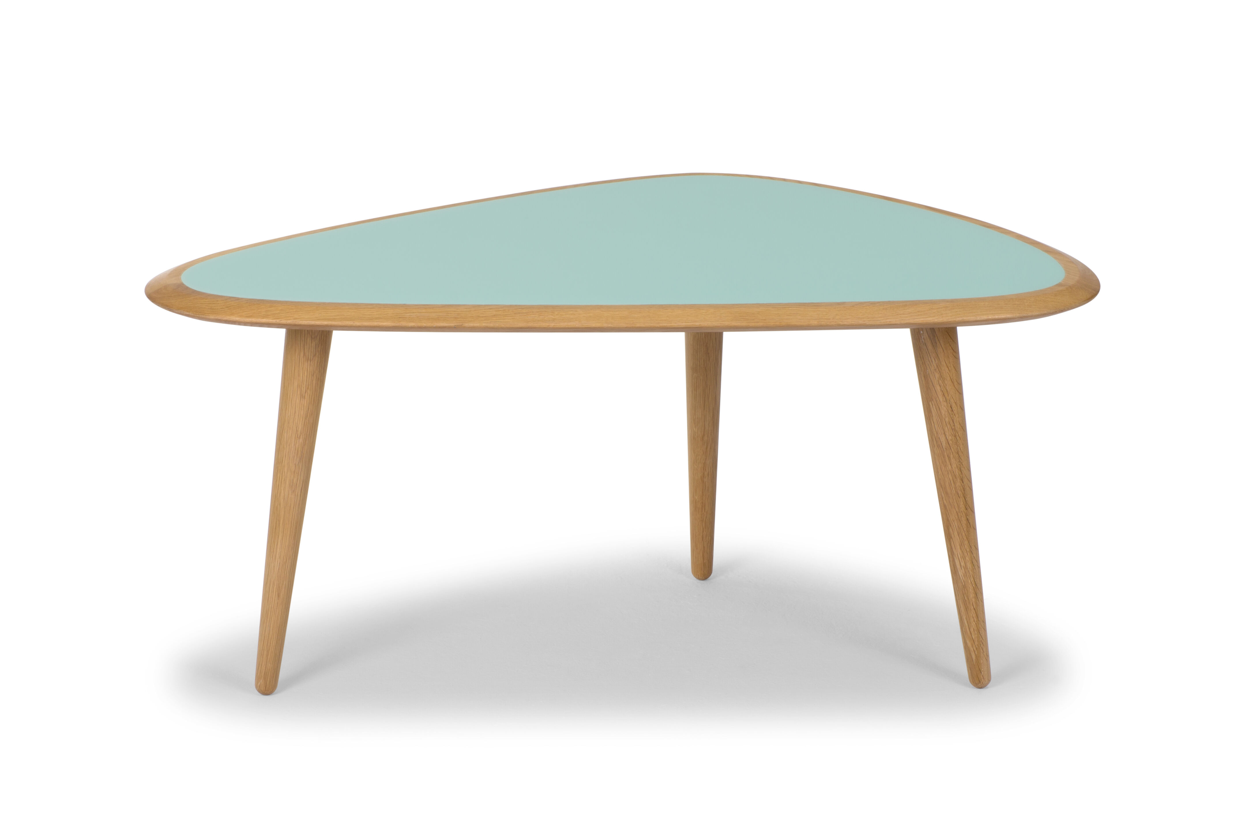 Coffee table 50s, oak - top in lacquer mineral green