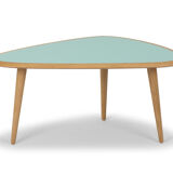 Coffee table 50s, oak - top in lacquer mineral green