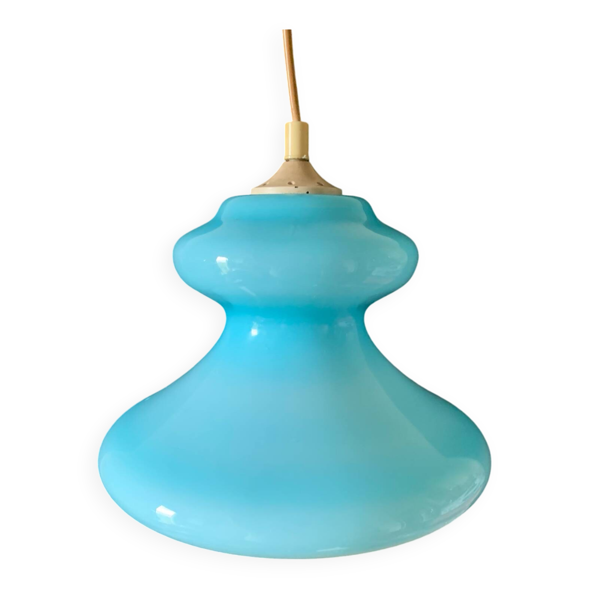 Suspension opaline bleu vintage