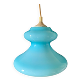Suspension opaline bleu vintage