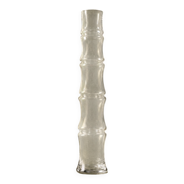 XL vintage glass vase from the 1980s, Italian design in the shape of bamboo.
