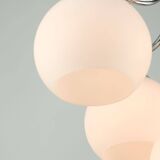 Vintage Italian Chrome and Opaline Chandelier, 1970s