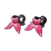 Pair of two-tone ceramic candle holders from Vallauris 50s