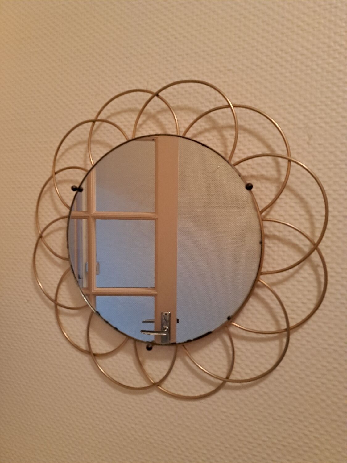 Miroir soleil, fleur vintage, 50x45 cm