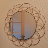 Miroir soleil, fleur vintage, 50x45 cm