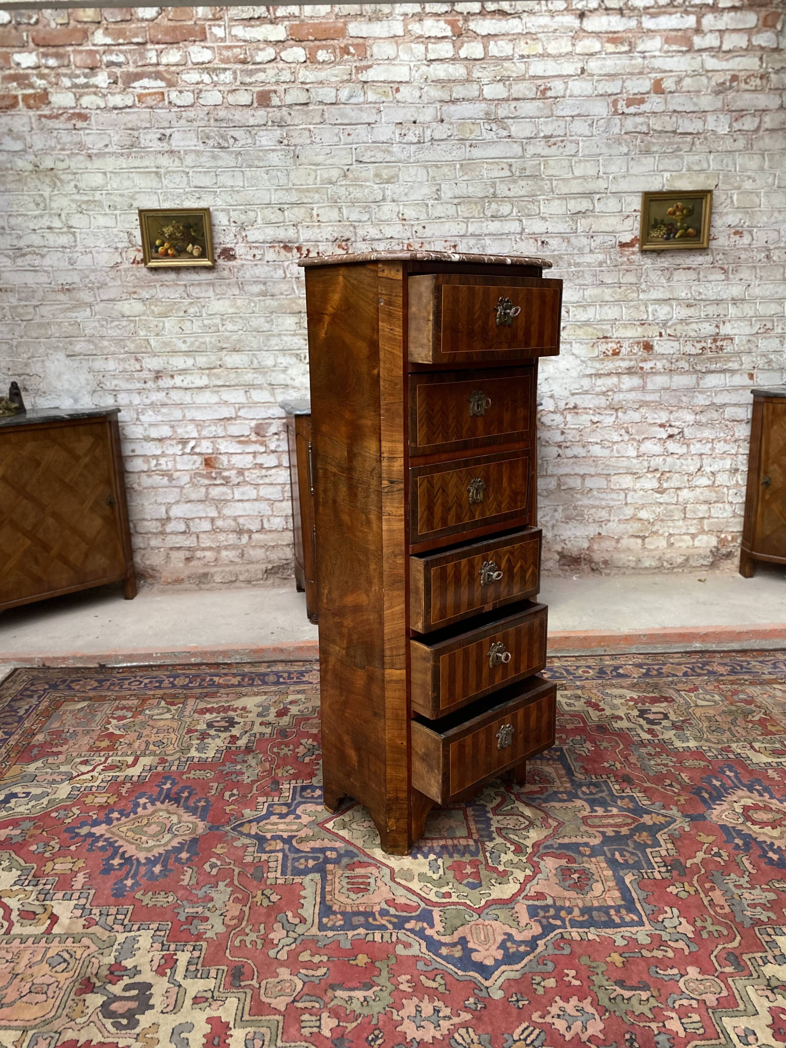 Lady's secretary in marquetry stamped