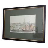 Signed marine watercolor