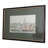 Aquarelle marine signée