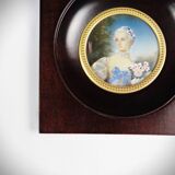 Miniature portrait of Madame Bergeret by Bouchet, hand-painted gouache, 19th century