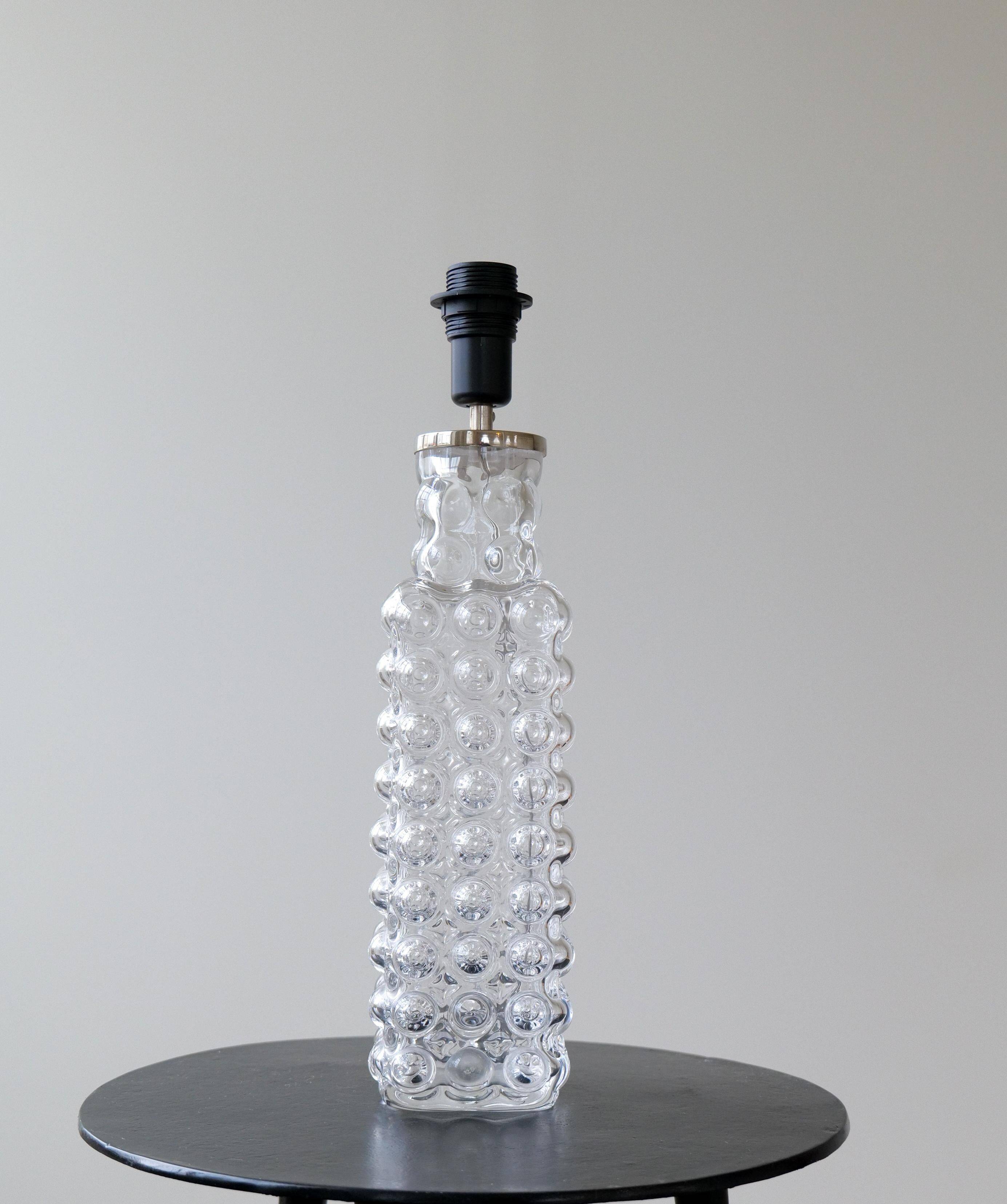 Rare Midcentury Modern crystal bubble table lamp by Orrefors Carl Fagerlund.
