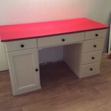 Coffered desk of the 70s in solid wood