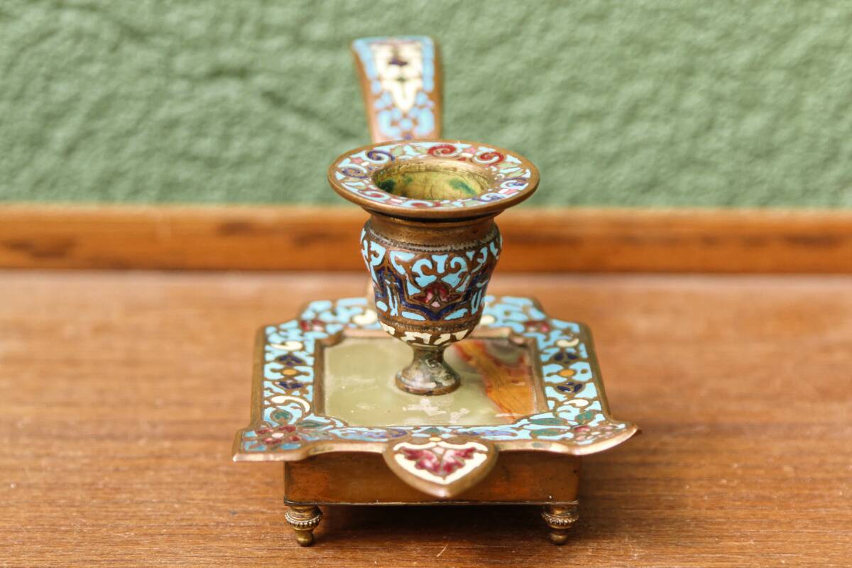 Cloisonne bronze hand candle holder, Napoleon III
