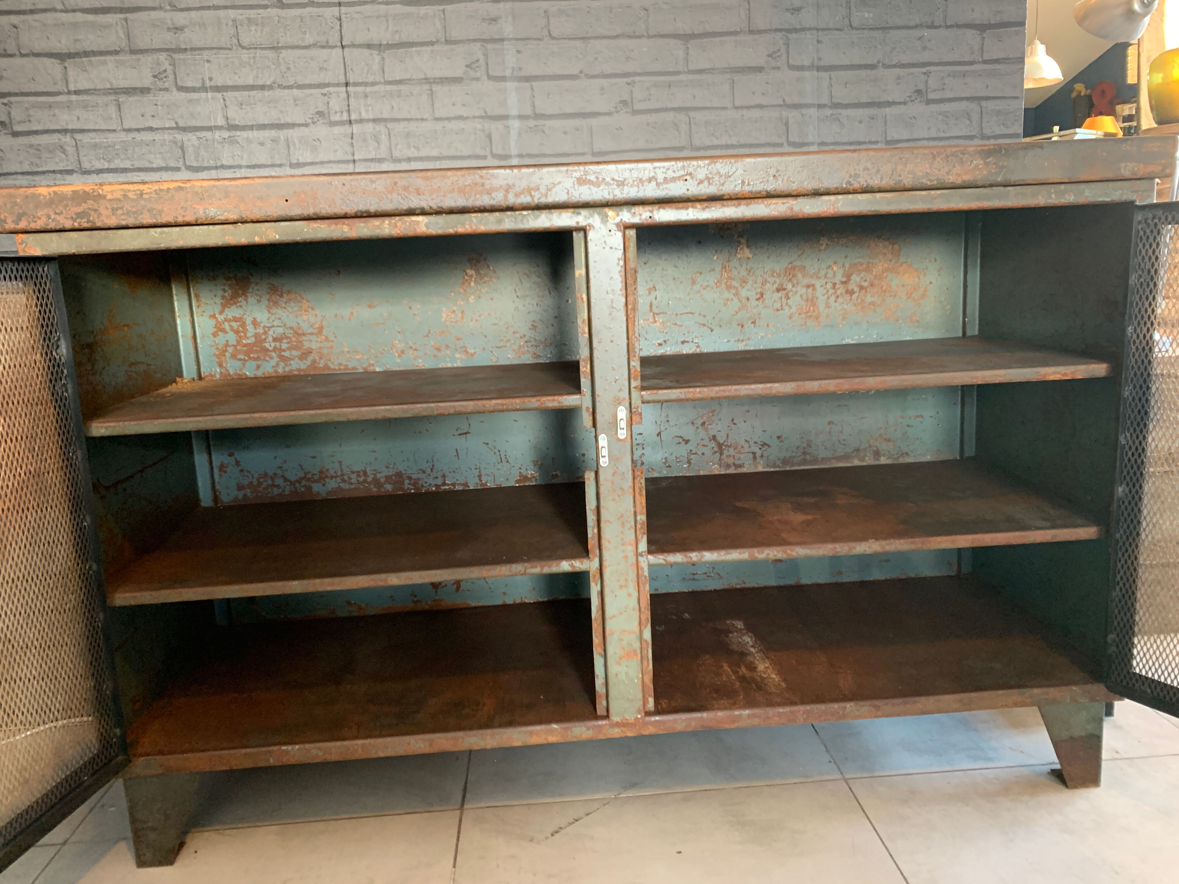 Old steel workshop cabinet